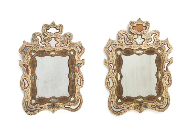 Pair of wooden mirrors