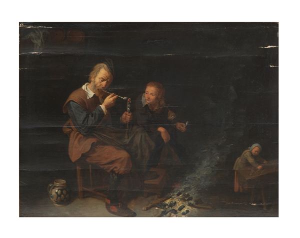 Painting 'PIPE SMOKER IN FRONT OF THE BRACE'