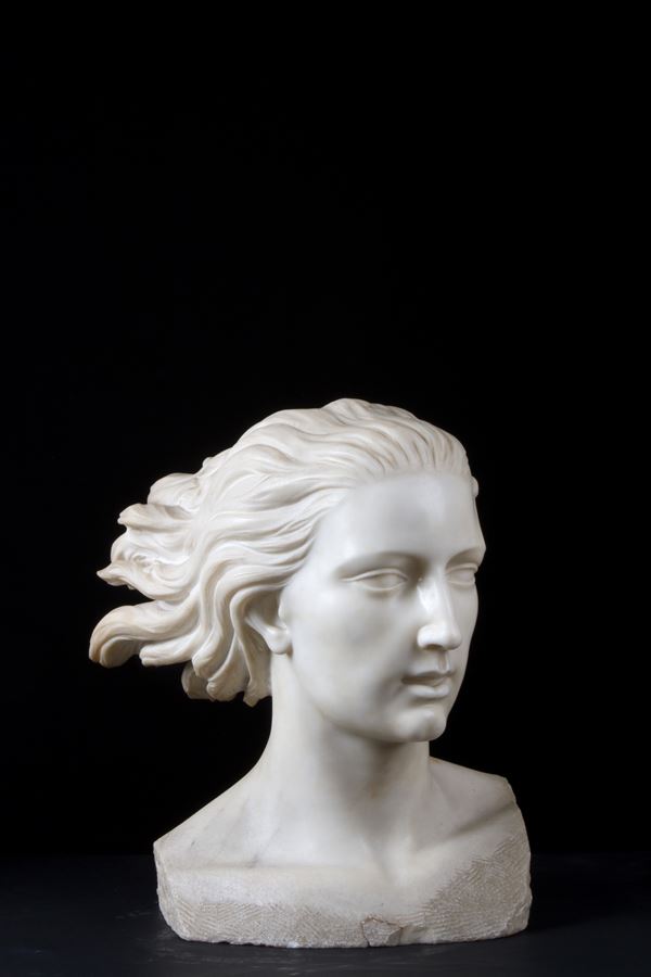 AURELIO QUAGLINO - Scultura in marmo "TESTA DI VITTORIA"