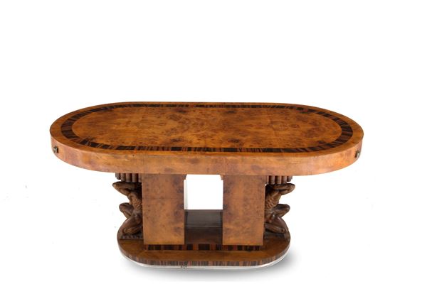 Oval table veneered 
