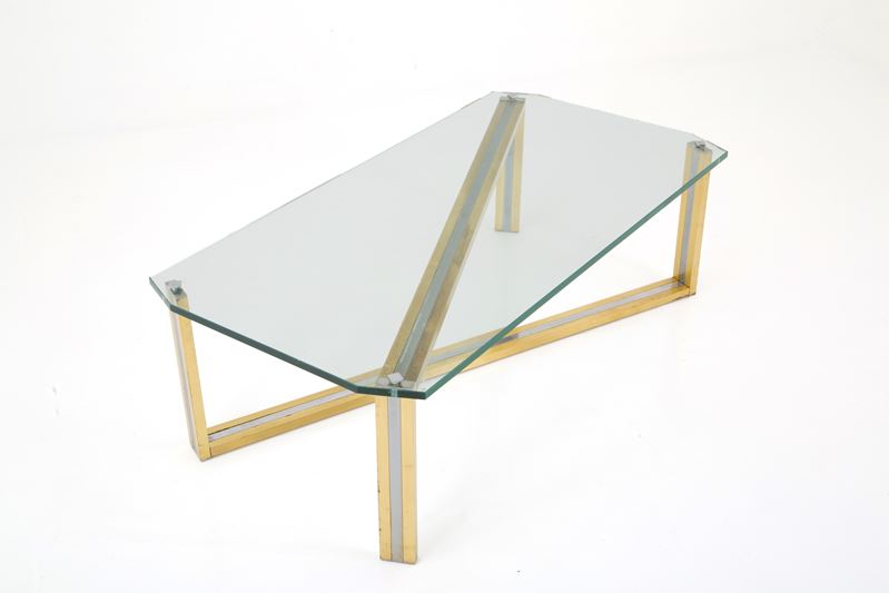 Romeo Rega - Tavolino Basso in Ottone e Vetro