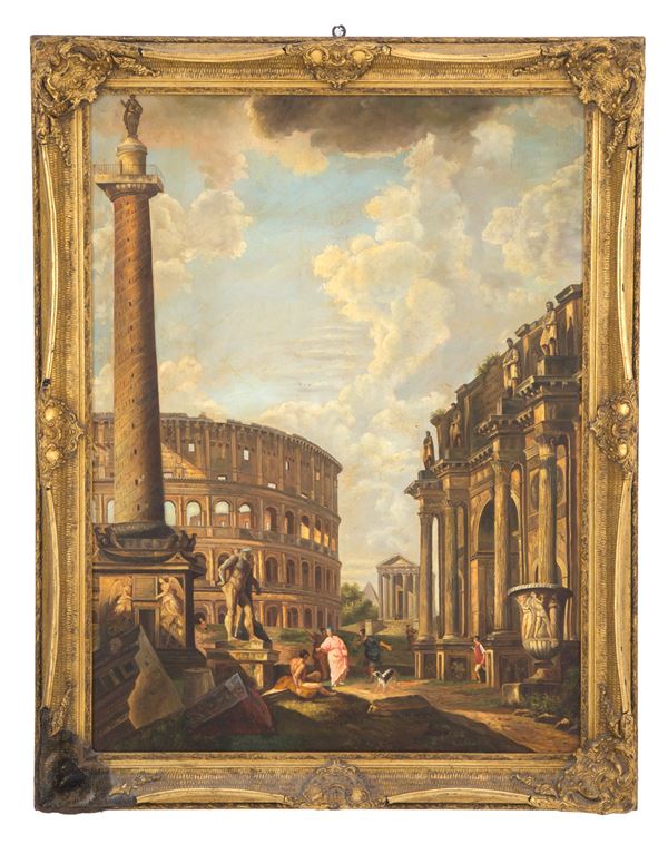 Dipinto "CAPRICCIO ROMANO CON IL COLOSSEO"