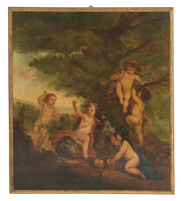 Painting "FIVE CHERUBS PLAYING WITH A GOAT"
