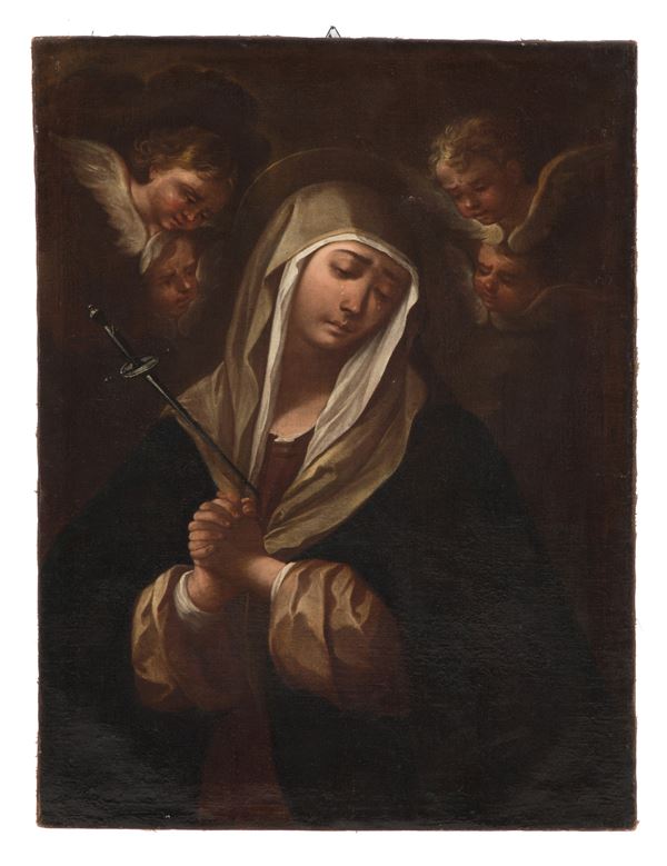 Dipinto "VERGINE ADDOLORATA CON CHERUBINI"