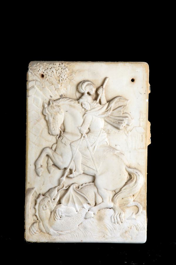 High relief plaque "SAINT GEORGE AND THE DRAGON"