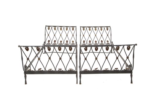 Pair of wrought iron beds