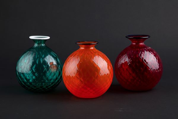 Three Monofiore Balloton Vases. VENINI
