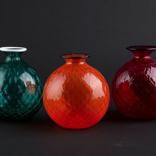 Three Monofiore Balloton Vases. VENINI
