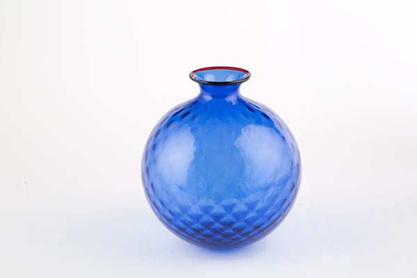Blue Balloton Monofiore Vase. VENINI