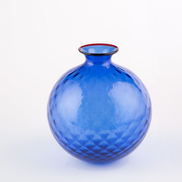 Vaso Monofiore Balloton blu. VENINI