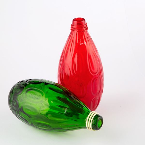 Coppia di vaso a bottiglia. VENINI