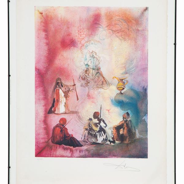 SALVADOR DALI' - Watercolor engraving "ARAB NIGHTS"