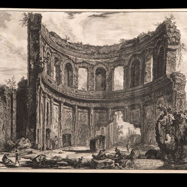 GIOVANNI BATTISTA PIRANESI - Incisione "TEMPIO DI APOLLO NELLA VILLA ADRIANA DI TIVOLI"
