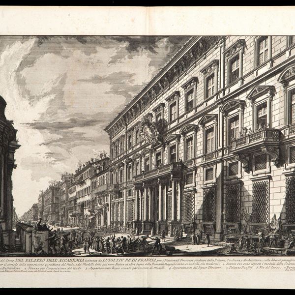 GIOVANNI BATTISTA PIRANESI : Incisione "VEDUTA DEL PALAZZO DELL'ACCADEMIA"  - Asta MILANO DECOR - Antiques, Fine Art & Design Auction (n° 93) - Viscontea Casa d'Aste