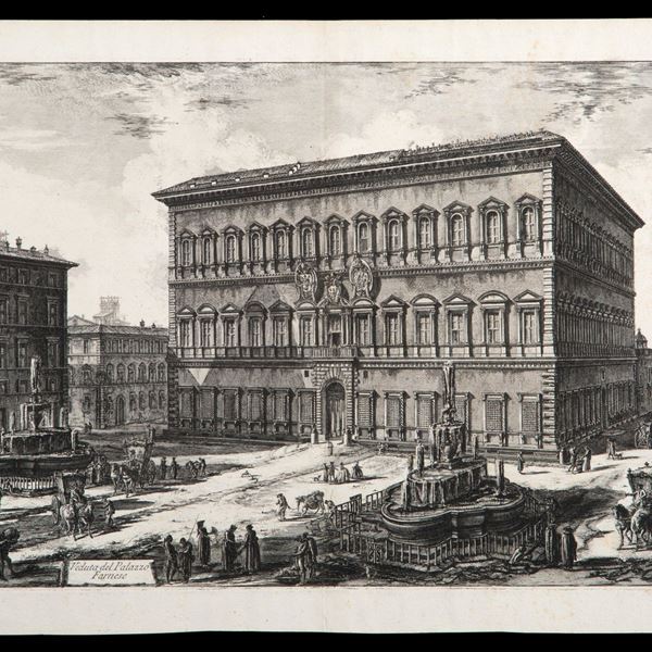 GIOVANNI BATTISTA PIRANESI - Incisione "VEDUTA DI PALAZZO FARNESE"