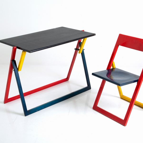 MARC BERTHIER,ALAIN CHAUVEL - Pliaviva coffee table and chair set for MAGIS