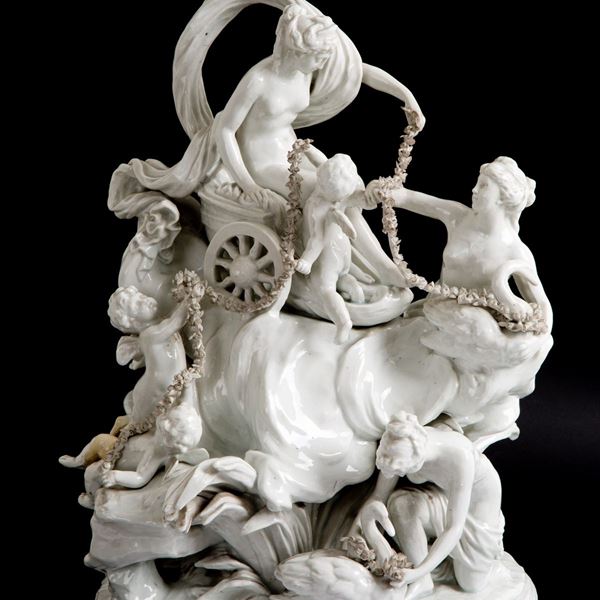 Gruppo in porcellana "CARRO DI AFRODITE". CAPODIMONTE