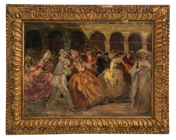VINCENZO LA BELLA - Painting "CARNIVAL IN SAN MARCO PLACE IN VENICE"
