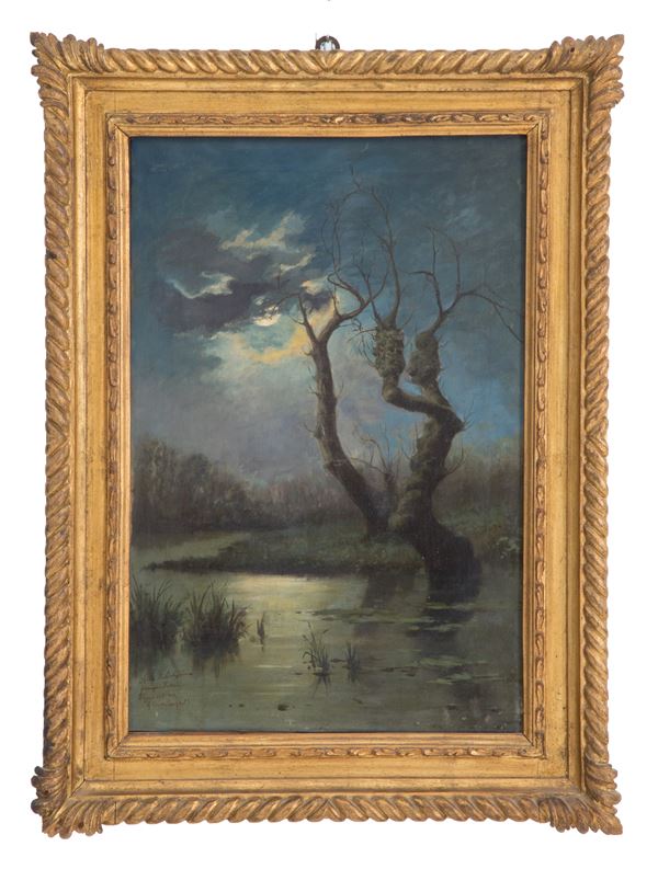 GIUSEPPE CHIAROLANZA - Painting "NIGHT WITH TREE"