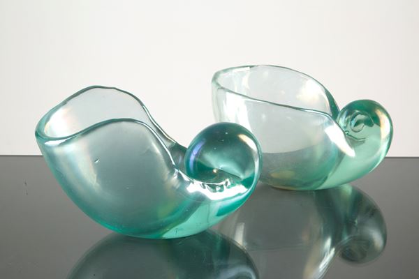 Two Murano glass shells