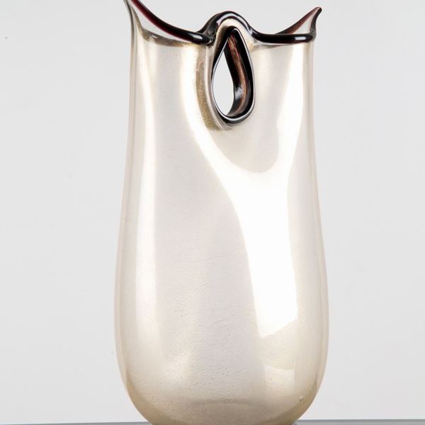 ERCOLE BAROVIER - Vaso in vetro di Murano con profili neri