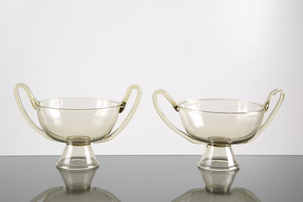 Two double-handled Murano glass bowls