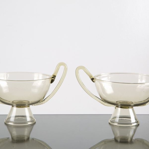 Two double-handled Murano glass bowls