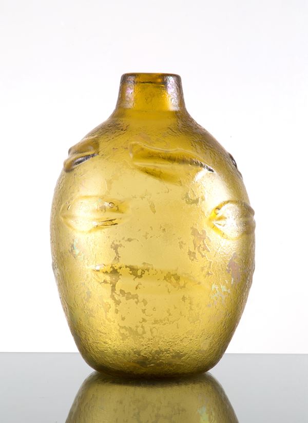 CARLO SCARPA - Vaso corroso a rilievi per VENINI