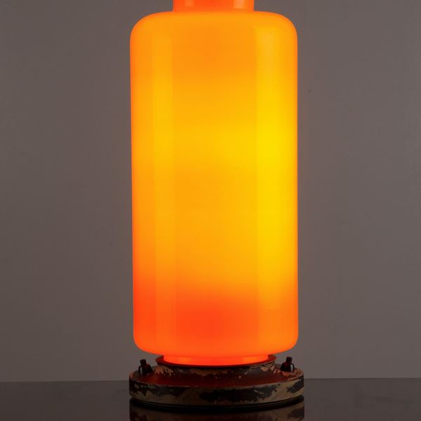 CARLO SCARPA - Vaso-lampada in vetro di Murano arancione