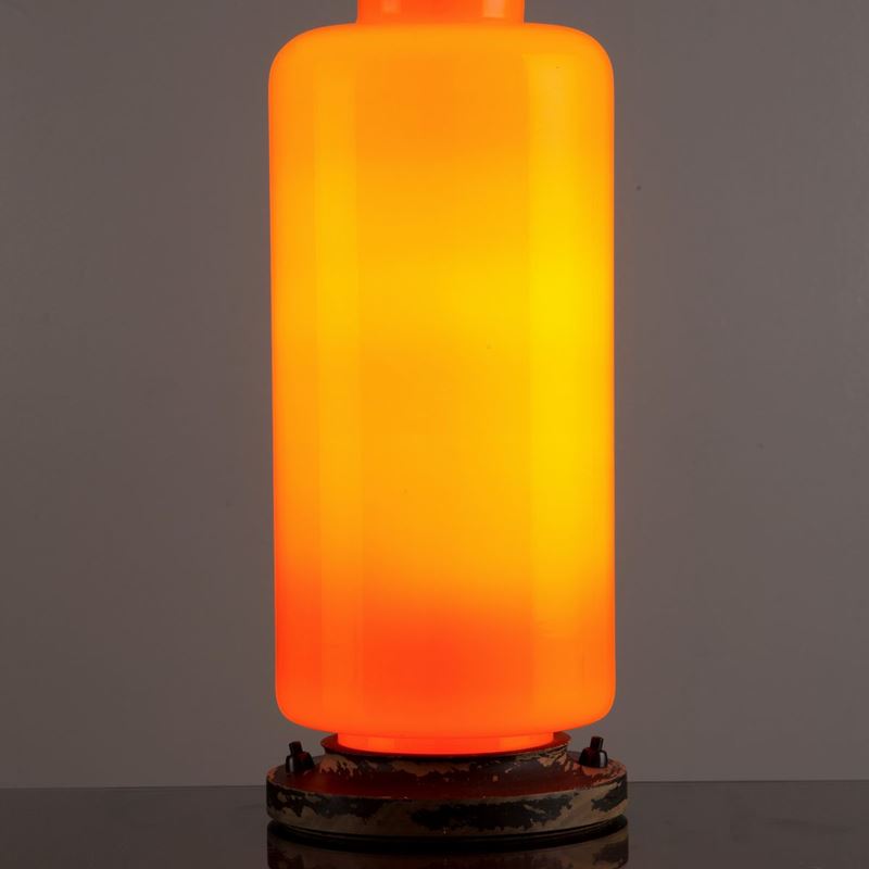 Vaso-lampada in vetro di Murano arancione