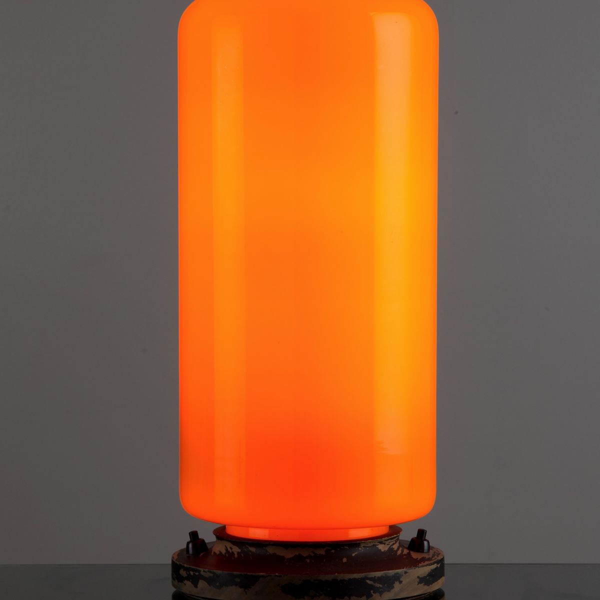 Vaso-lampada in vetro di Murano arancione