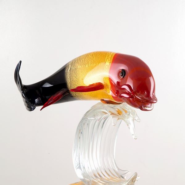 Grande pesce in vetro di Murano