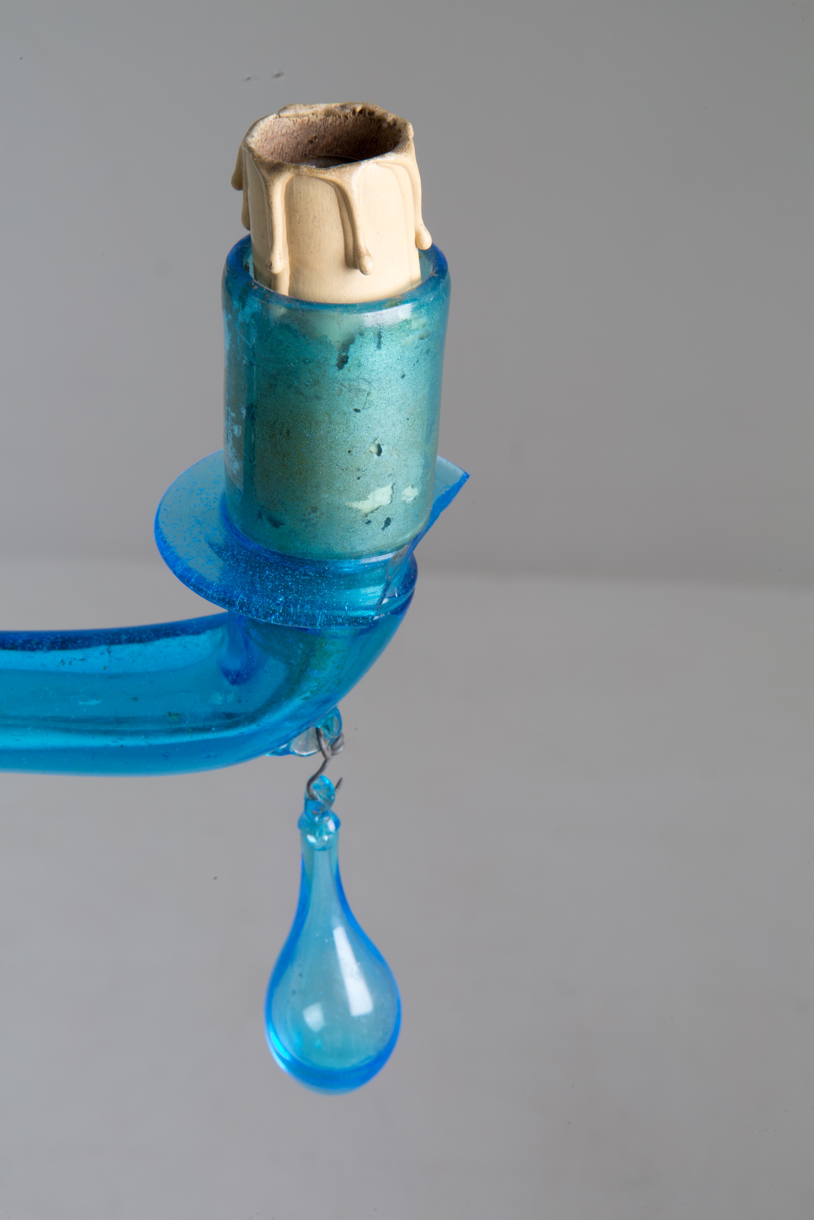 Lampadario in Vetro Azzurro. Venini