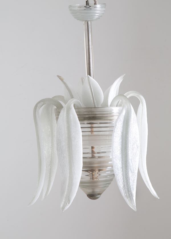 Murano glass chandelier with leaves