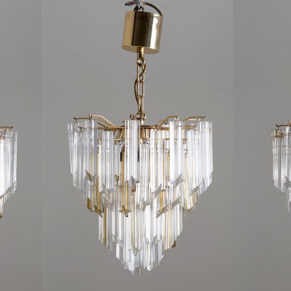 Three pendant chandeliers. VENINI