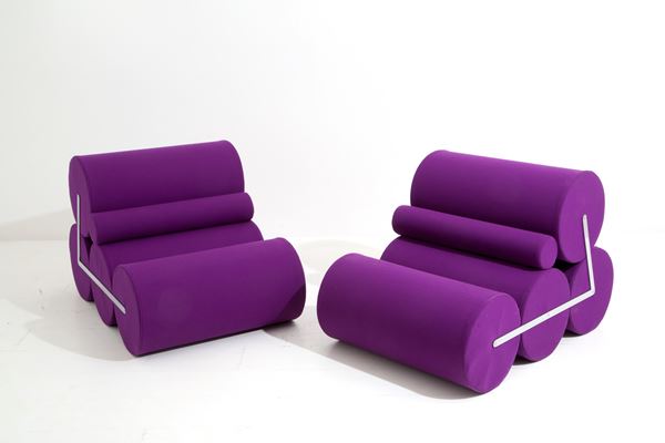 AURO TRIVELLATO - Pair of 5 C armchairs for A.L.I.