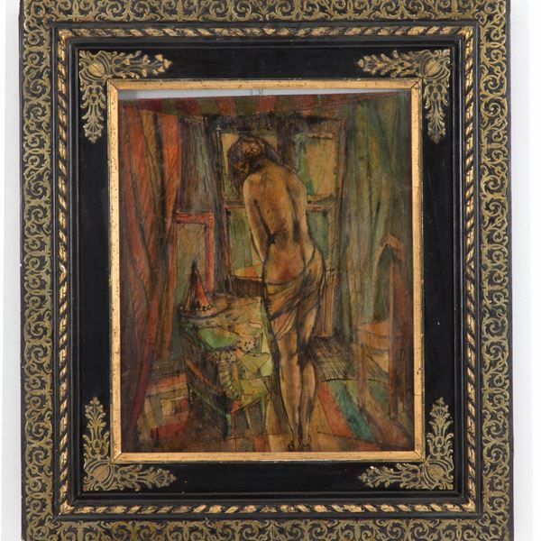 SANDRO PARMEGGIANI - Dipinto "DONNA ALLA FINESTRA"