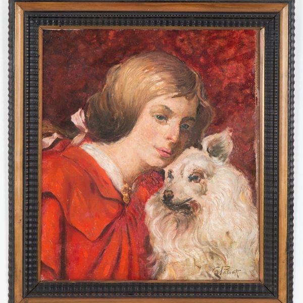 GIUSEPPE PALANTI - Dipinto "FANCIULLA CON CANE"
