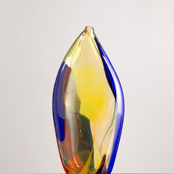 Vaso in vetro di Murano con sfumature multicolori