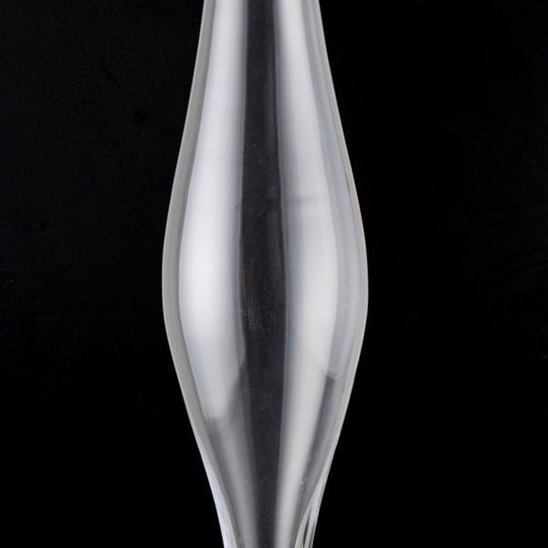 Large transparent blown glass vase