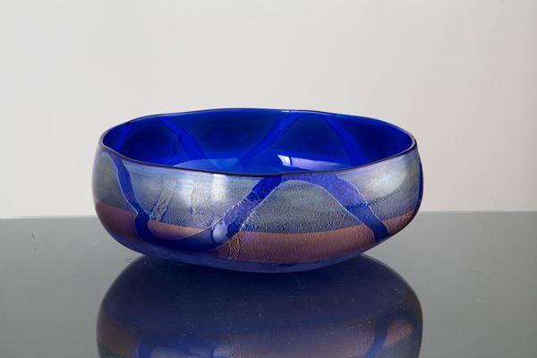 Blue Murano glass centrepiece