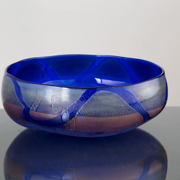 Centrotavola in vetro di Murano blu