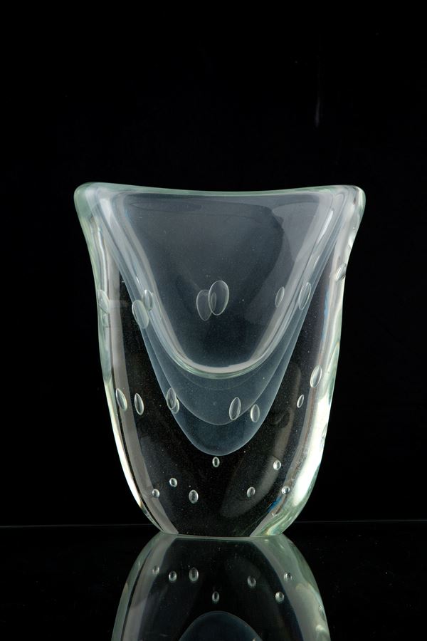 DIEGO BARDELLA - Murano glass vase with bubbles