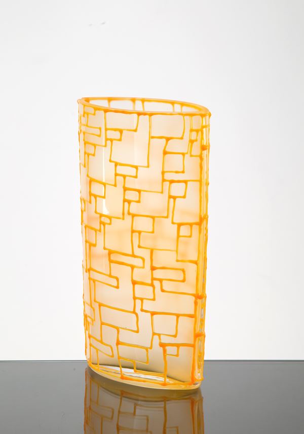 Orange Murano glass vase