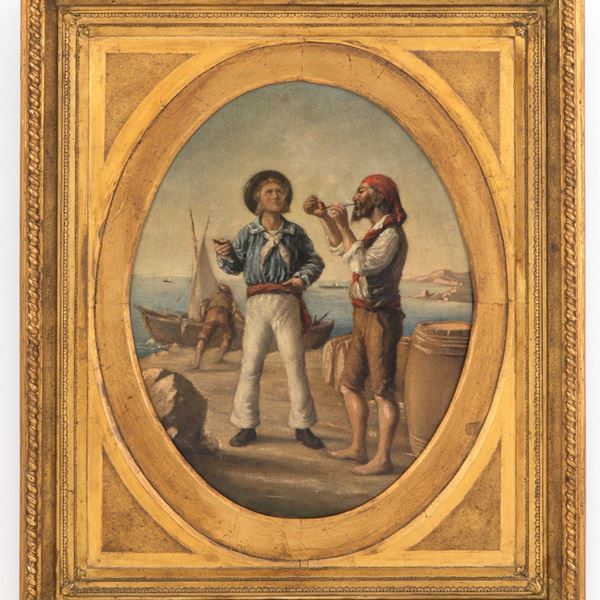 Dipinto "FUMATORI DI PIPA AL PORTO"