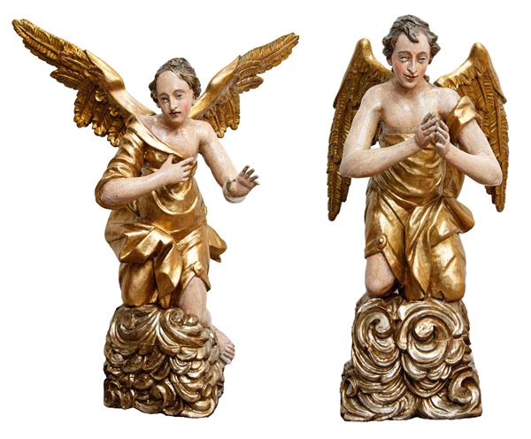 Pair of sculptures "GENUFLEXED ANGELS"
