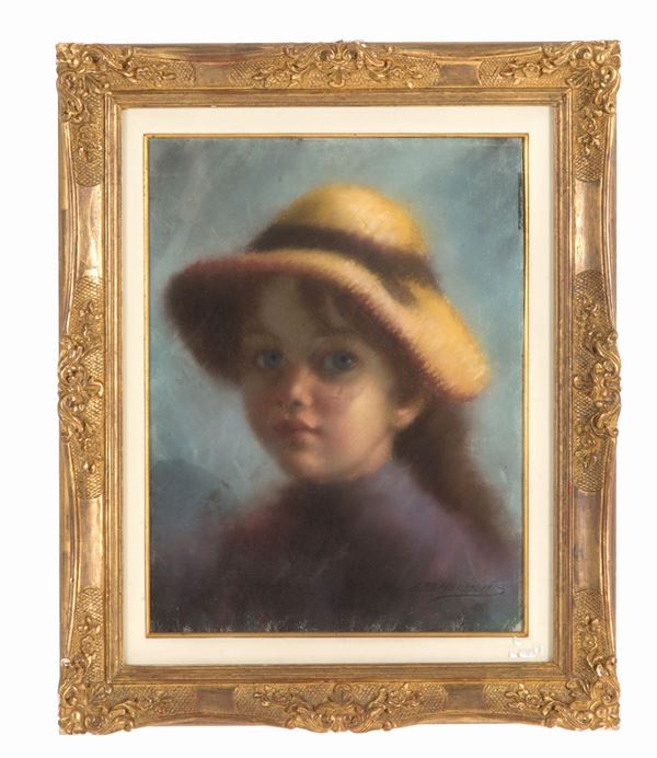 Pastello "RITRATTO DI GIOVANE FANCIULLA"
