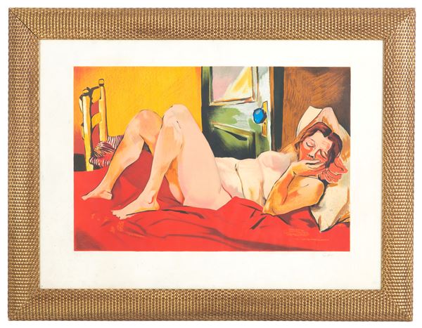 RENATO GUTTUSO - Litografia "DONNA DISTESA"