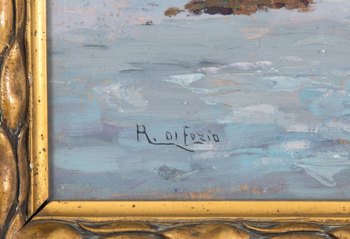Rosario di Fazio - Dipinto "veduta di Lago con Barche"