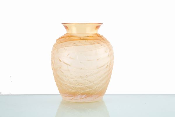 Vaso arancione. CRISTALLERIE DE HAUTE BRETAGNE